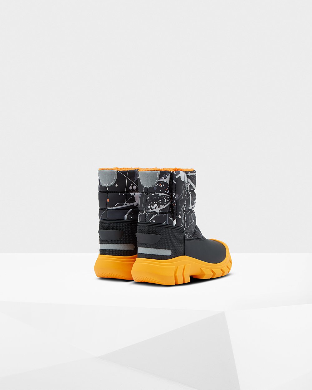 Kalosze Śnieżne Dziecięce - Hunter Original Małe Insulated - Szare Czarne - UYXO-19385